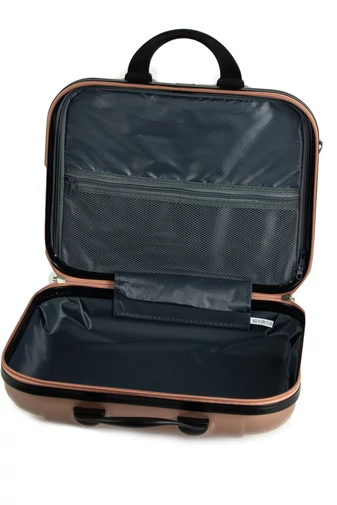Kozmetikai Táska , ABS, Wizzair méret, merev falakkal és zárral, Bonluo Rosegold (28*34*15cm)