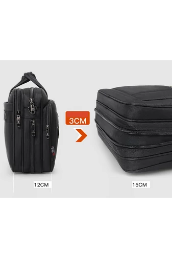 Fekete tartós bővíthető laptoptáska (max. 15,6 hüvelykes laptophoz)