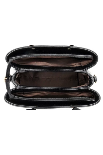 Kézitáska/Crossbody Táska Arany Díszítéssel Bonluo Fekete Műbőr  (21x27x13cm)