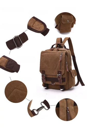 Barna Tartós Unisex Hátizsák/Crossbody Táska (33x29x11cm)