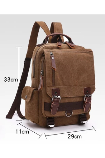 Barna Tartós Unisex Hátizsák/Crossbody Táska (33x29x11cm)