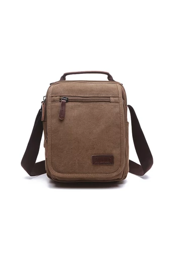 Barna crossbody férfi táska strapabíró anyagból, méret 28*22*12cm