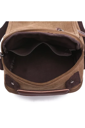 Barna crossbody férfi táska strapabíró anyagból, méret 28*22*12cm