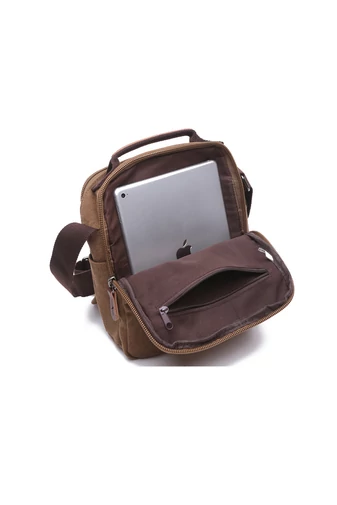 Barna crossbody férfi táska strapabíró anyagból, méret 28*22*12cm