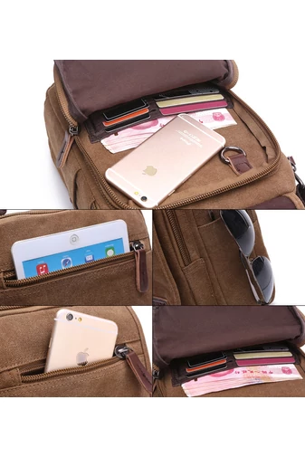 Barna crossbody férfi táska strapabíró anyagból, méret 28*22*12cm