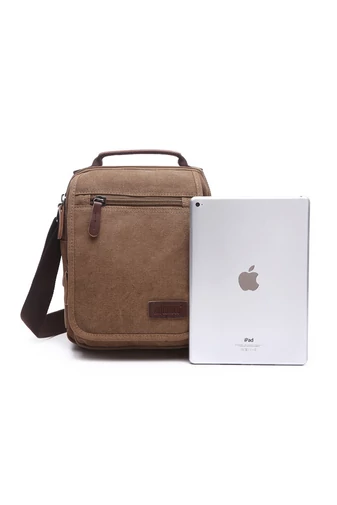 Barna crossbody férfi táska strapabíró anyagból, méret 28*22*12cm