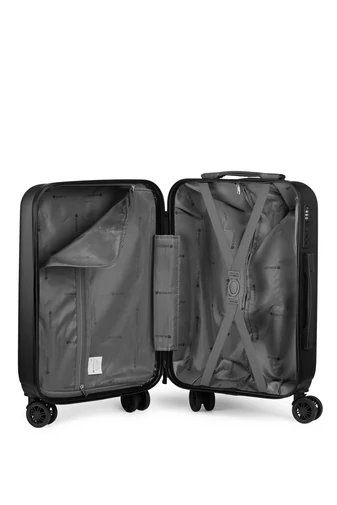 Kabinbőrönd Keményfalú Kézipoggyász Wizz Air Méretben Bonluo Fekete 55X35X22cm Levehető kerekekkel 
