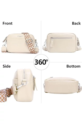 Bézs natúrbőr crossbody táska kis méretű (15*20*7cm)