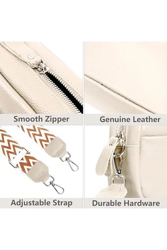 Bézs natúrbőr crossbody táska kis méretű (15*20*7cm)