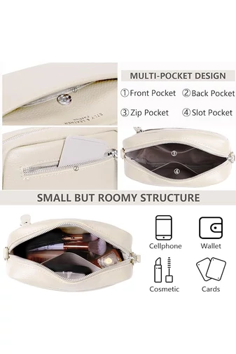 Bézs natúrbőr crossbody táska kis méretű (15*20*7cm)