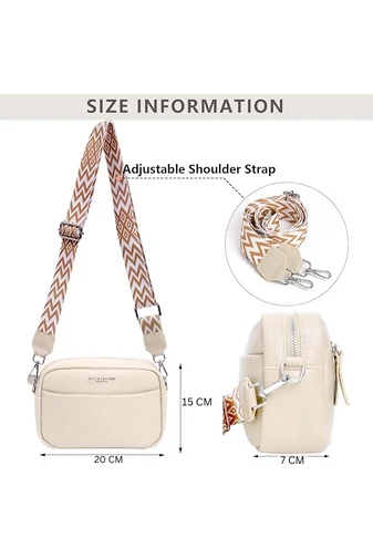Bézs natúrbőr crossbody táska kis méretű (15*20*7cm)
