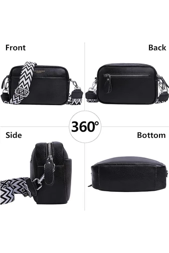 Fekete, természetes bőrből készült crossbody táska kis méretű (15*20*7cm)