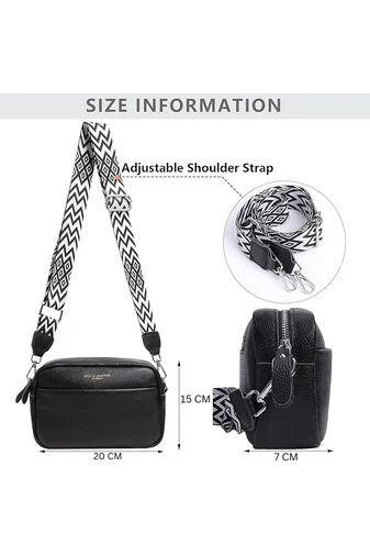 Fekete, természetes bőrből készült crossbody táska kis méretű (15*20*7cm)