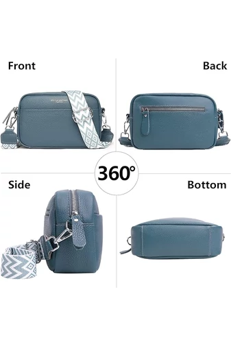 Kék türkiz, természetes bőrből készült crossbody táska kis méretű (15 * 20 * 7 cm)