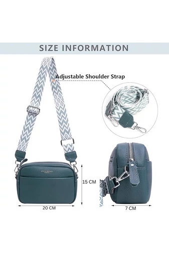 Kék türkiz, természetes bőrből készült crossbody táska kis méretű (15 * 20 * 7 cm)