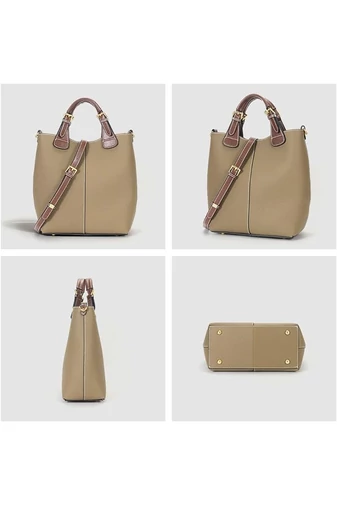 Khaki valódi bőr kézitáska méret (29*27*13cm)