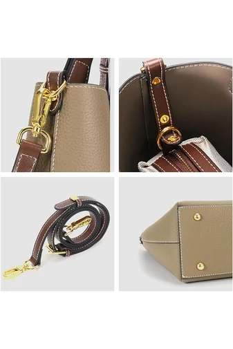 Khaki valódi bőr kézitáska méret (29*27*13cm)