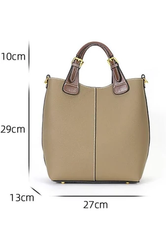 Khaki valódi bőr kézitáska méret (29*27*13cm)