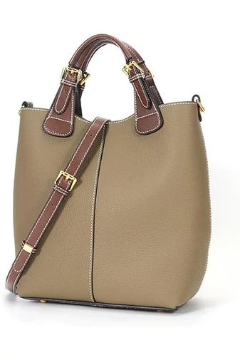 Khaki valódi bőr kézitáska méret (29*27*13cm)