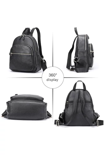 Női Hátizsák Valódi bőrből Bonluo Fekete Mini 27*22*11cm
