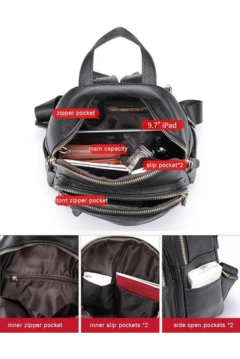 Női Hátizsák Valódi bőrből Bonluo Kék Mini 27*22*11cm