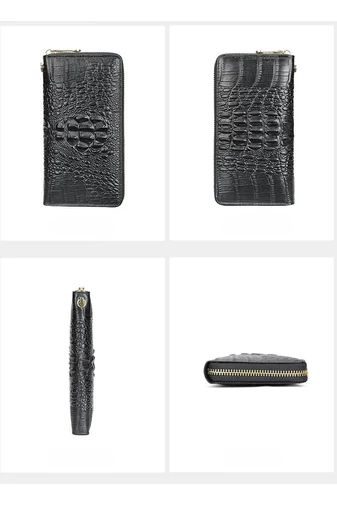 Fekete krokodil mintás női pénztárca méret (19*10*2cm)