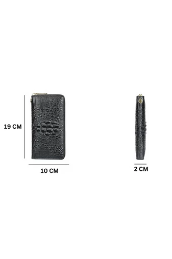 Fekete krokodil mintás női pénztárca méret (19*10*2cm)