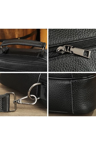 Barna prémium minőségű valódi bőr férfi crossbody táska (23x20x6cm)
