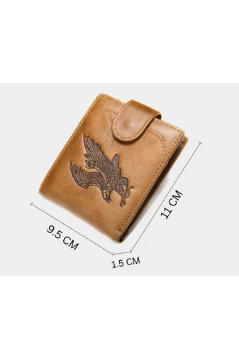 Férfi pénztárca, barna mintás eagle anyag, természetes bőr méret (9,5*11*1,5cm)
