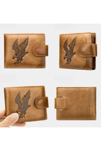 Férfi pénztárca, barna mintás eagle anyag, természetes bőr méret (9,5*11*1,5cm)