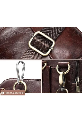 Fekete valódi bőr férfi crossbody táska és övtáska (20x12,5 m)