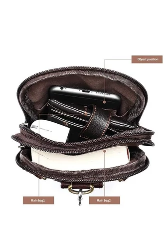 Fekete valódi bőr férfi crossbody táska és övtáska (20x12,5 m)