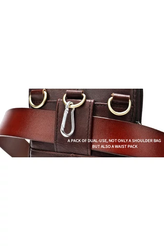 Fekete valódi bőr férfi crossbody táska és övtáska (20x12,5 m)