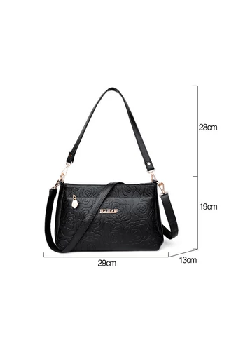 Piros crossbody táska műbőr mintával, közepes méretű (19*29*13cm)