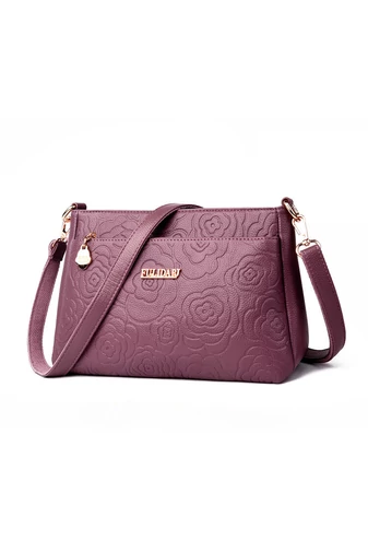 Világos lila crossbody táska műbőr mintával, közepes méretű (19*29*13cm)