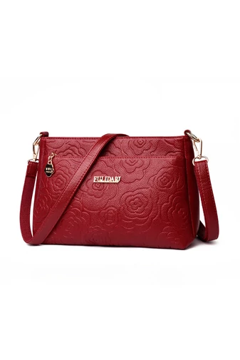 Piros crossbody táska műbőr mintával, közepes méretű (19*29*13cm)