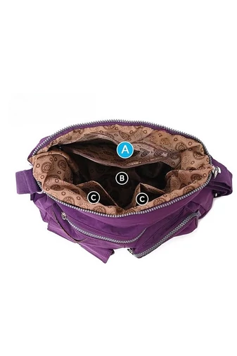 Női hobo táska sötétlila rfid címkével, vízálló anyagból, 33*34*11cm méret