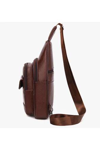 Barna Valódi Bőr Crossbody Táska (31x17x9,5cm)
