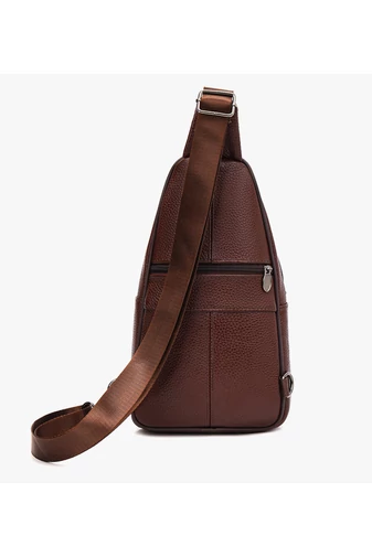 Barna Valódi Bőr Crossbody Táska (31x17x9,5cm)