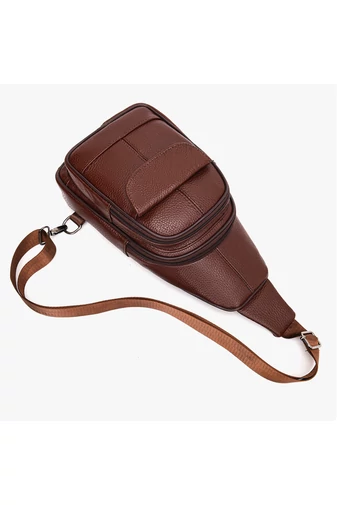 Barna Valódi Bőr Crossbody Táska (31x17x9,5cm)