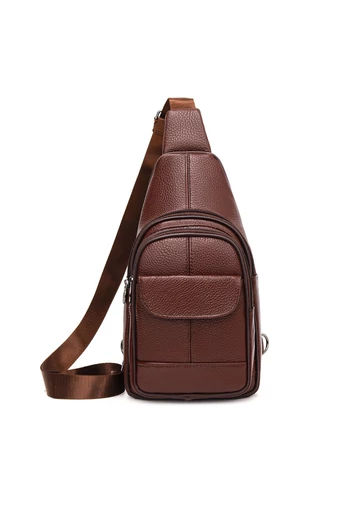 Sötétbarna Valódi Bőr Crossbody Táska (31x17x9,5cm)