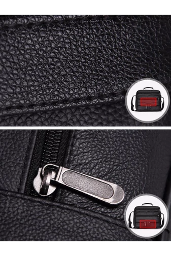 Fekete Valódi Bőr Kézitáska/Crossbody Táska (23x26x10cm)