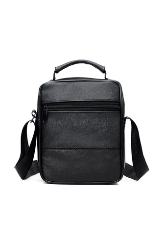 Fekete Valódi Bőr Crossbody Táska (21x18x10cm)