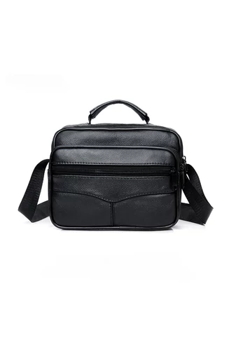 Férfi Fekete Valódi Bőr Crossbody Táska (18x21x10cm)
