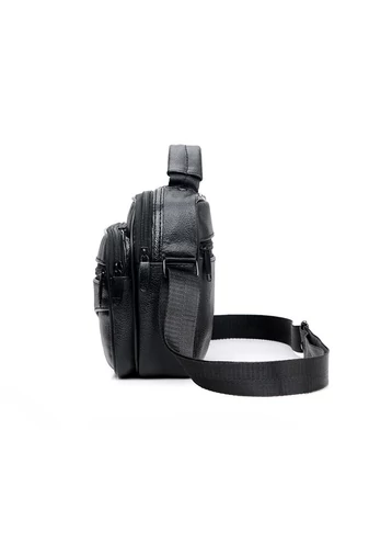 Férfi Fekete Valódi Bőr Crossbody Táska (18x21x10cm)