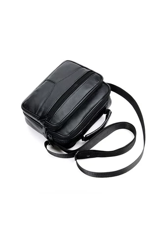 Férfi Fekete Valódi Bőr Crossbody Táska (18x21x10cm)