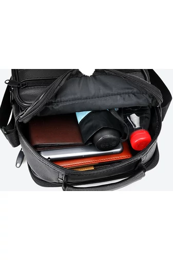 Férfi Fekete Valódi Bőr Crossbody Táska (18x21x10cm)