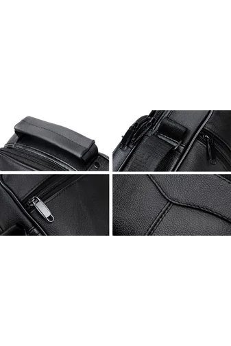 Férfi Fekete Valódi Bőr Crossbody Táska (18x21x10cm)