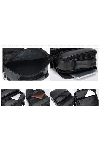 Férfi Fekete Valódi Bőr Crossbody Táska (18x21x10cm)