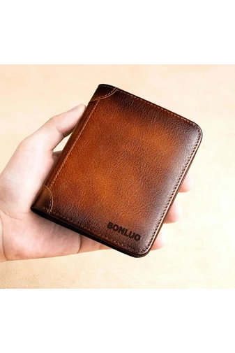 Férfi Sárgásbarna Valódi Bőr Pénztárca (12,5x10x1,5cm) Bonluo